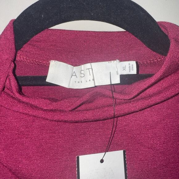 ASTR Asymmetrical Pleated Cutout Mock Neck Top - Picture 5 of 6